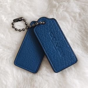 Coach 2.25" blue charm tag keyfob